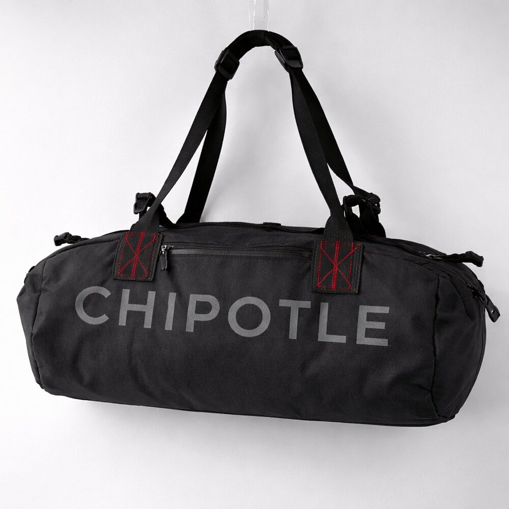 Chipotle Logo Duffel Bag Black Gym Travel Yoga Weekender Lightweight
